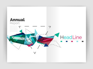 Triangles and lines, annual report flyer brochure template