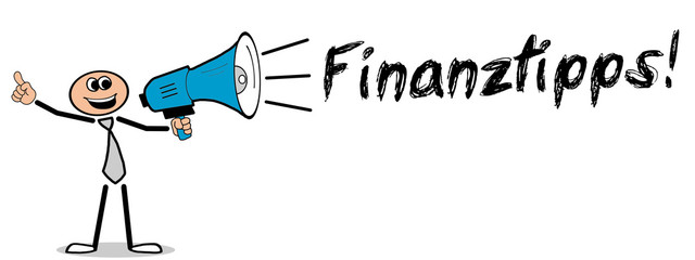 Finanztipps! Mann mit Megafon