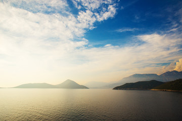 mountains sea and sky