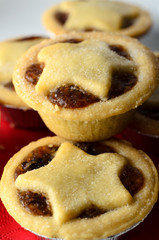 Christmas Mince Pies Piled on Plate with Red Napkin