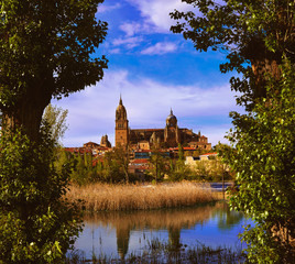 Obraz premium Salamanca skyline with Tormes river Spain