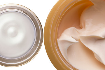opened body face cream container isolated