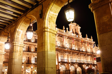 Salamanca Plaza Mayor in Spain - obrazy, fototapety, plakaty