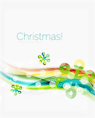 Wave line with snowflakes. Christmas abstract background