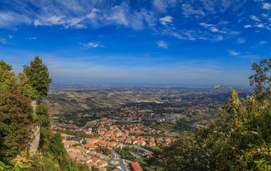 A view of the state of San Marino Monte Titano, summer day
