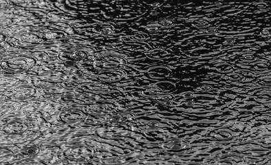Rain on asphalt or tarmac road creating ripples
