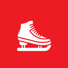 Figure skating symbol. ice skate icon vector, filled flat sign, solid pictogram isolated on red, logo illustration