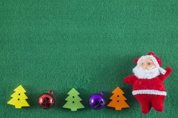 Merry Christmas and Happy New Year,
Santa Claus  on green background