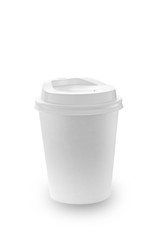 Blank Paper coffee cup isolate on white background with clipping path