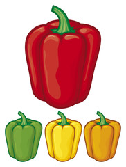 green, red, yellow and orange sweet bell peppers