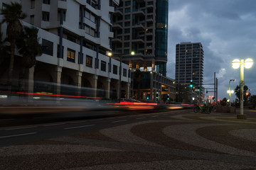 Obraz premium Tel Aviv street by night.