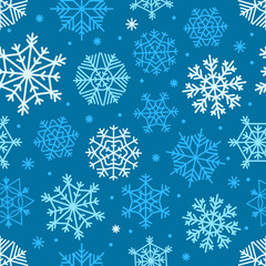 Different snowflakes set. Abstract seamless background