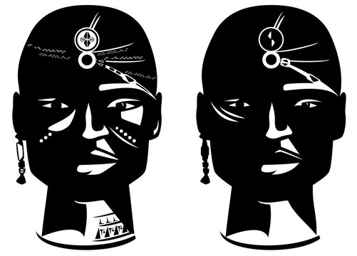 african warrior black and white vector design