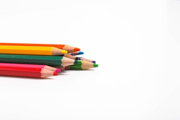 color pencils isolated on white background.