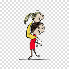 Couple in love kissing, valentine sketch for your design