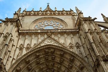 Fototapeta na wymiar Seville cathedral facade in Sevilla Spain