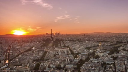 paris skyline cityscape timelapse from day to night at sunset - Powered by Adobe