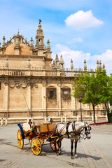 Naklejka premium Seville cathedral facade of Sevilla Andalusia