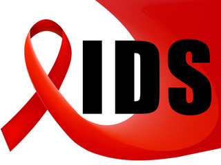 World Aids Day concept with text and red ribbon of aids awareness. 1st December. Abstract vector illustration.