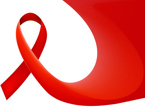 World Aids Day concept with red ribbon of aids awareness on white background. 1st December. Vector illustration.