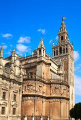 Fototapeta na wymiar Seville cathedral Giralda tower of Sevilla Spain