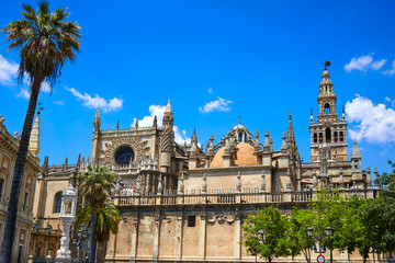 Fototapeta na wymiar Seville cathedral and Archivo Indias Sevilla