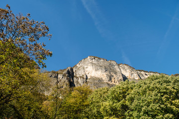 Rocky terrain.Trentino,Italy,October 29 2016, Brenta Dolomites rocky terrain Monte di Mezzocorona,autumn landscape