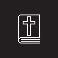 Fototapeta premium Holy Bible book line icon, outline vector sign, linear pictogram isolated on black. logo illustration