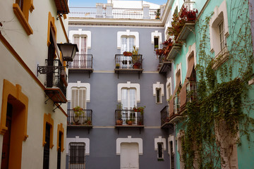 Fototapeta na wymiar Seville Macarena barrio facades Sevilla Spain