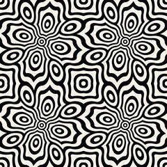 Abstract geometric black and white graphic design print floral trippy pattern
