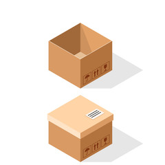 Fototapeta premium Cardboard boxes, opened and closed with lid.