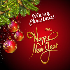 Fototapeta na wymiar Christmas and New Year background with decorative type