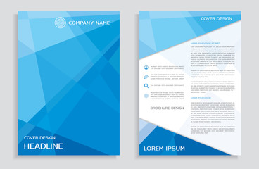 Brochure design template - cover - annual report - flyer with blue polygons background 