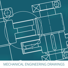 Mechanical Engineering drawing. Blueprints. Mechanics. Engineer Drawing Background. Mechanical Web Element. Vector Abstract Background.