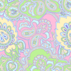 Paisley. Seamless pattern. Oriental traditional pattern.A template for a print fabric, wrapping paper, textiles.Limited Palette