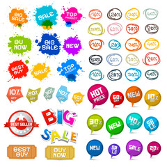 Sale Labels Set. Vector Tags, Stickers and Other Business Icons Isolated on White Background.