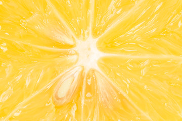 Extreme close up of a half sliced lemon