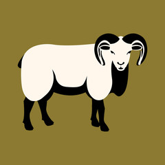sheep ram vector illustration style Flat
