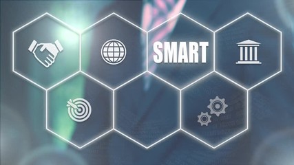 Businessman pressing a SMART Business concept