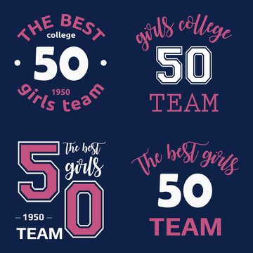 The best girls team college logo 50 isolated vector set