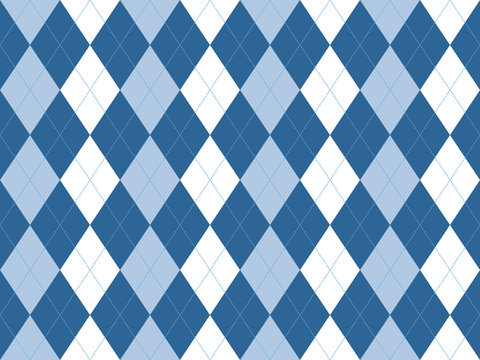 Blue white argyle seamless pattern