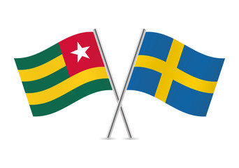 Togo and Sweden flags. Vector illustration.