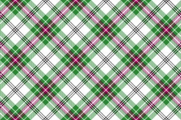 Green white pink diagonal tartan plaid seamless background
