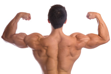 Bodybuilder Bodybuilding Muskeln Rücken posen Bizeps Mann stark