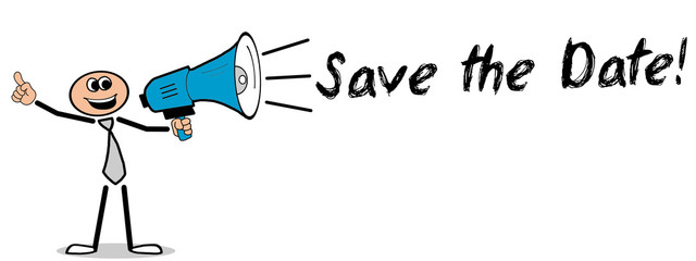 Save the Date! Mann mit Megafon