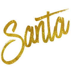 Santa Gold Faux Foil Metallic Glitter Quote