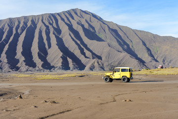 Travelling on desert of bromo volcano indonesia