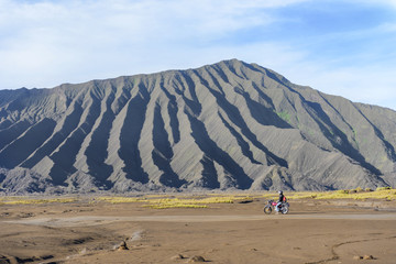 Fototapeta na wymiar Motorcycle travel in bromo volcano indonesia