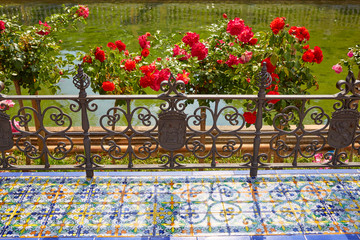 Fototapeta na wymiar Seville Sevilla Plaza de Espana in Andalusia