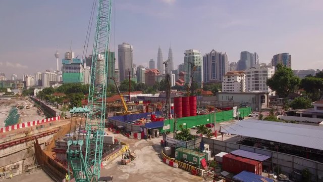 rising shot crane in FG Kuala Lumpur skyline in BG